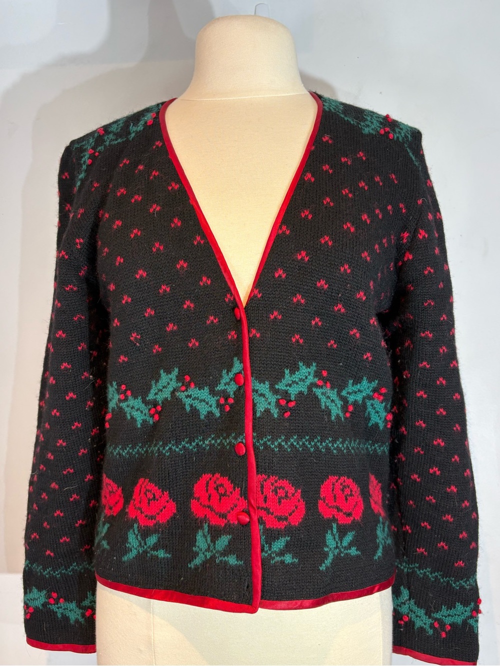 Vintage Susan Bristol Components Wool Holly Cardigan M